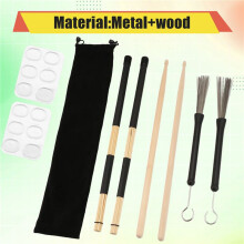 Drumsticks-Set, 5A-Drumsticks Aus Holz, Drum-Rod-Bürsten, Einziehbare Drum-Drahtbürsten, Drum-Dämpfer, für Kinder und Erwachsene