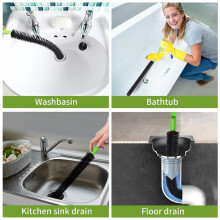 2 Cepillos Flexibles de 17" para Desagües de Fregadero, Ideales para Cocina, Ducha y Bañera.