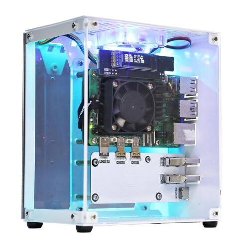 For Raspberry Pi 5 Case, Micro-type Desktop Case with Active Cooler, PWM Fan, RGB Lighting Bar,  Tower PC Case 2