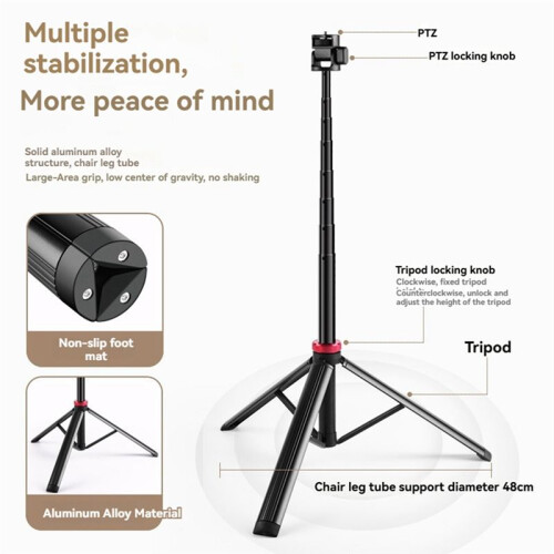 Extendable Tripod Portable Adjustable Light Stand with 1/4 Screws Camera Phone Tripod for Traveling 1