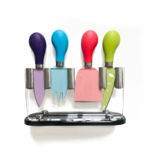 Stylish 4-Piece Vibrant Cheese Knife & Block Set