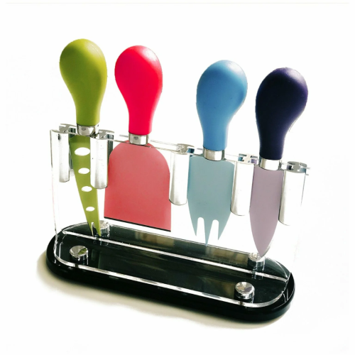 Stylish 4-Piece Vibrant Cheese Knife & Block Set 1