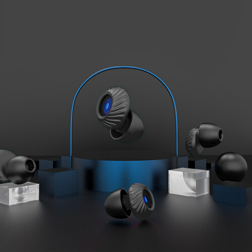 1 Pair Sleeping Earplugs Noise-Reduction with Ear Caps Black 2
