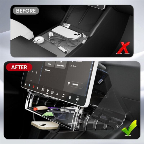 Hideable Under Screen Storage Organizer for  Model Y Juniper 2025 Model 3 Highland 2024 2025 Accessories 1