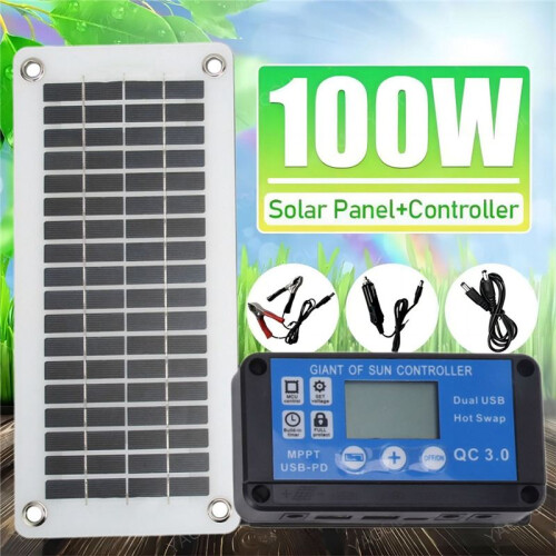 Mono-Polycrystalline Solar Panel Waterproof Controller Kit with Connection Cable 12V24V Charging Protection Battery Kit 2