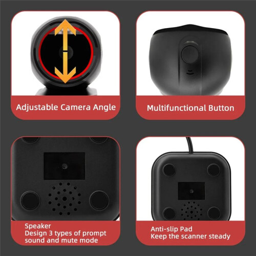 1D 2D QR Wired Barcode Scanner Automatic Sense Reader USB Desktop Barcode Reader 2