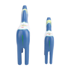 2pcs Blue Hand-Painted Swedish Wooden Horse Figurines, Home & Wedding Decor