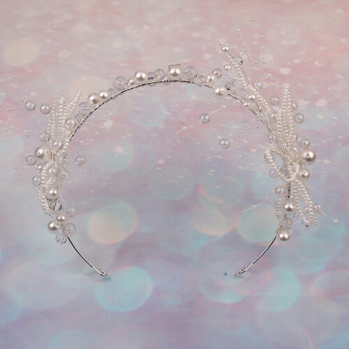 (Single headband) Perlen Braut Haarreif & Ohrringe Set
