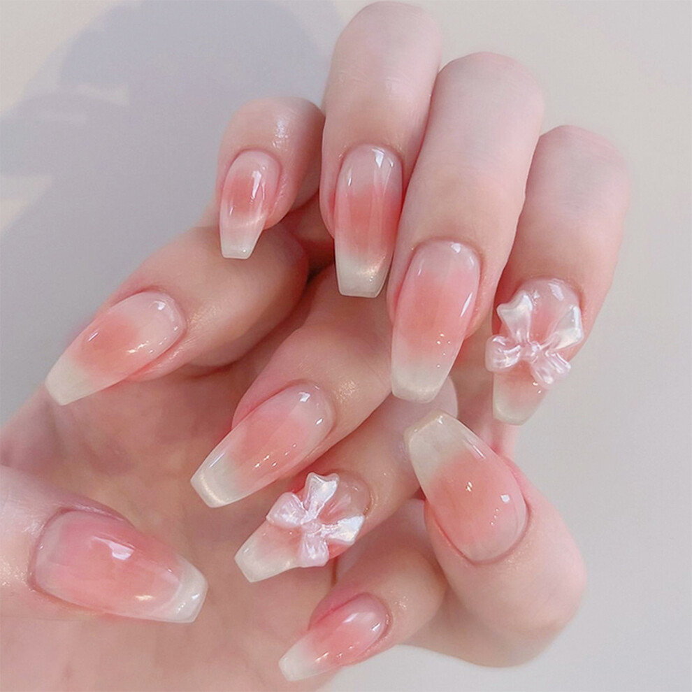 Roc-Electron Cat Eye Blush Pink Fake Nails For Stage