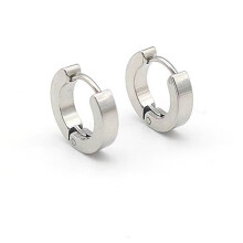 (Silver) Trendy Titanium Steel Hoop Earrings, Non-Fading