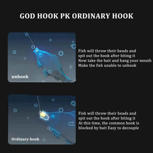 (God hook blue model (10 pieces/box), 7) Sharp 2-Tip Fishing Hook - Durable Gift 2