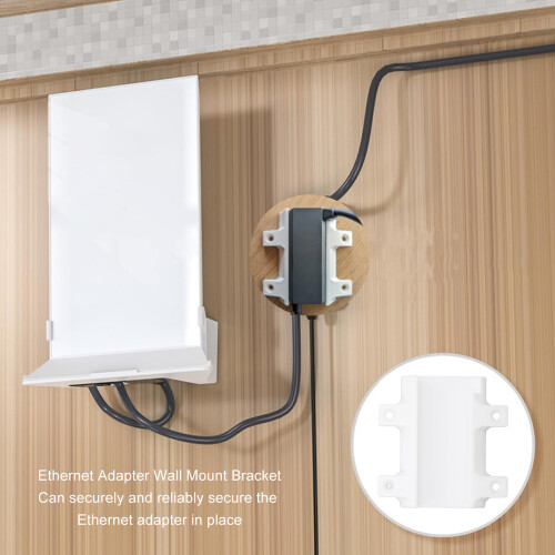 Ethernet Adapter Wall Mount White ABS Heavy Duty & Reliable Bracket 2