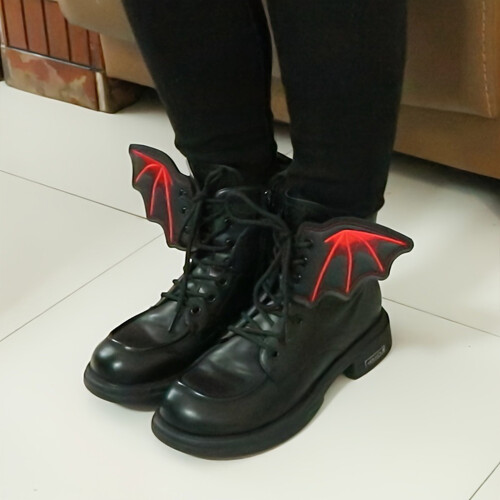 Bat Wing Shoe Buckle - Red & Black Decor Accessory 1
