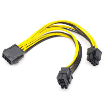 CPU 8-Stift Hona Till Dubbla PCIe 2X 8-Stift (4&4) Hane Nätadapter Splitterkabel för Moderkort Nätadapter