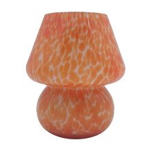 Mushroom Table Lamp Small Bedside Table Glass Lamp Translucent Glass Desk Lamp for Living Room US Plug Colorful Orange