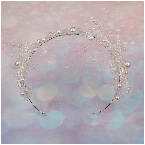 (Single headband) Perlen Braut Haarreif & Ohrringe Set 2