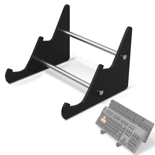 Double 2-Tier Acrylic Keyboard Stand, 171613cm, Clear/Black 2