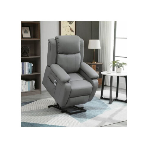 Electric massage recliner with height adjustment and heating function, complete with remote control, grey 1