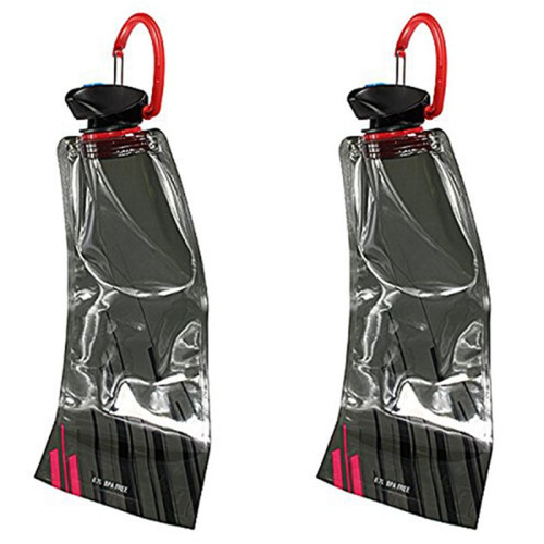2Pc 700 ML Foldable Reusable Water Bag Drink Bottle Free BPA Bicycle Bottle Black 1