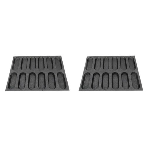 2X 12-Håls Silikonbaguette Pan-Non-Stick Perforerade Franska Brödformar, Varmkorvformar, Bakfoder Mat Brödform