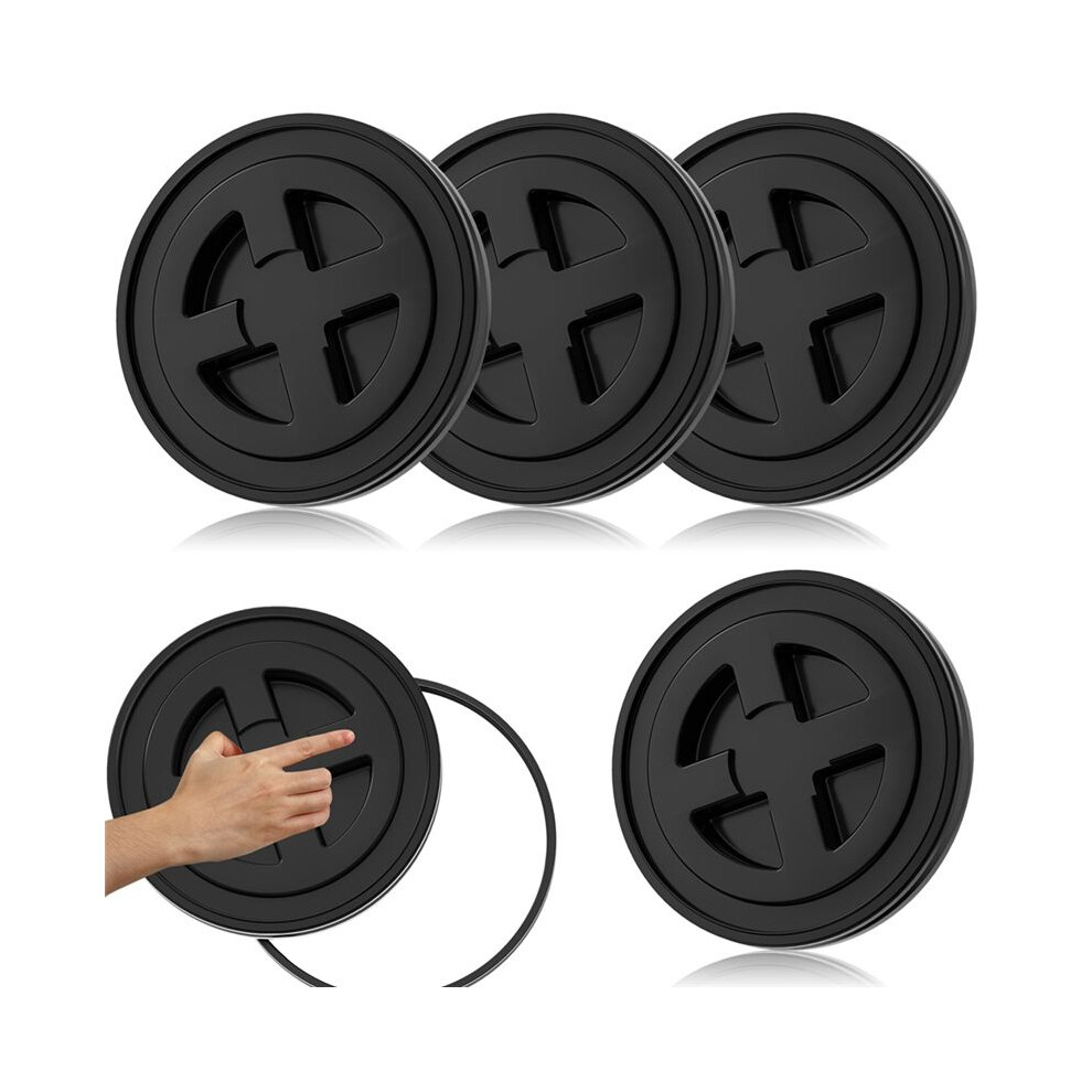 Brecantia 4 Pieces 5 Gallon Bucket Lids, 12Inch Leak-Proof Plastic Seal Screw Top Airtight Lids, Reusable Drum & Pail Seal Lid