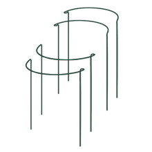 Plant Support Stake, 4-Pack Half Round Metal Garden Plant Supports, Green Garden Plant Support Ring, Garden Border Supports