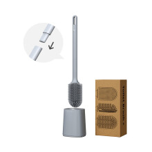 (Grey)Detachable Silicone Toilet Brushes Holder Multi Functional Rest Cleaner Room