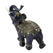 Blue Resin Elephant Figurine Feng Shui Wealth Lucky Ornament for Home