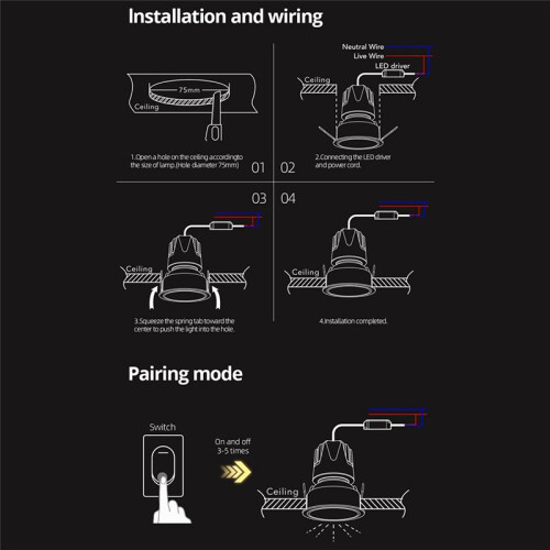 Tuya Zigbee  Dimming Spotlight 12W LED Spotlight Anti-Glare Dimmable Ceiling Light Recessed Angle Adjustable B 2