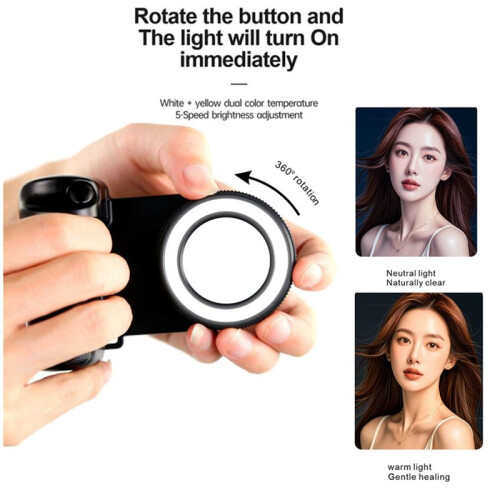 do   Phone Holder Camera Grip Selfie Stablizer z Fill Light dla  16 15 14 Android 2
