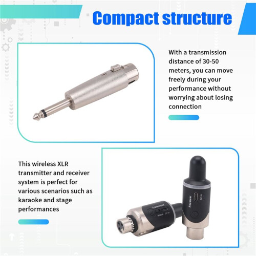 New UHF Wireless Mic Adapter XLR Transmitter & Receiver Converter Wireless Mic Rechargeable for Live Interview/Studio