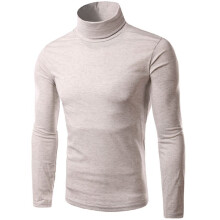 (Lightgray,2XL)Mens Slim Fit High Neck Knitted Sweater Turtleneck Jumper Pullover Knitwear