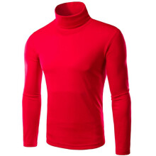 (Winered,L)Mens Slim Fit High Neck Knitted Sweater Turtleneck Jumper Pullover Knitwear