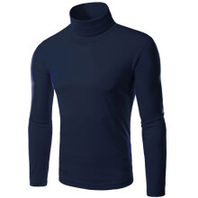 (Blue,M)Mens Slim Fit High Neck Knitted Sweater Turtleneck Jumper Pullover Knitwear