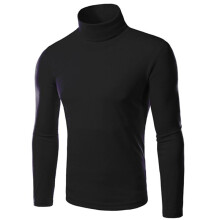 (Black)Mens Slim Fit High Neck Knitted Sweater Turtleneck Jumper Pullover Knitwear