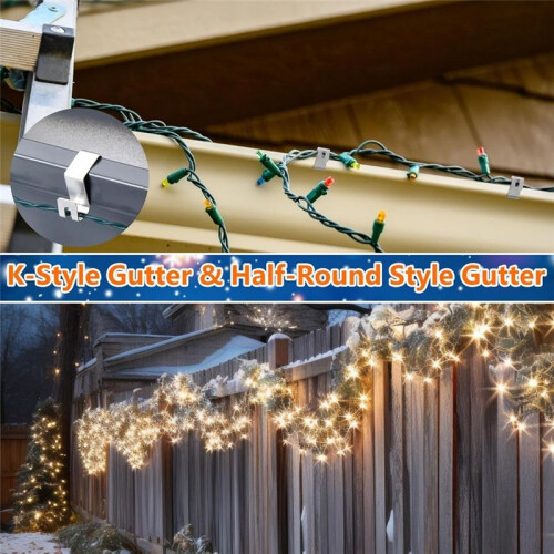 50 Pcs Light Gutter Hooks Gutter Hooks for Outdoor Lights Christmas Light Clips  Gutter Hanger 2