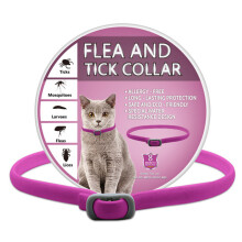 (Rose Pink)Collar antipulgas garrapatas para mascotas para perros y gatos tamaño ajustable material de PVC ecológico