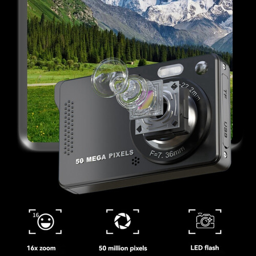M08 Digital Camera Ccd Small Camera for Students Small Portable Retro Campus Card Machine Gray with 32G Memory Card. 2