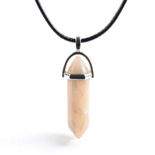 (Pink Turquoise)Hexagonal Column Pendant Necklace Natural Quartz Crystal Point Chakra Healing