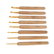 8pcs Golden Bamboo Crochet Hooks Set 2.5mm–6.0mm for Dreadlock Scarf Hat