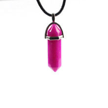 (RoseRed Jade)Hexagonal Column Pendant Necklace Natural Quartz Crystal Point Chakra Healing
