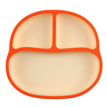 Assiette à Dîner pour Enfants, Vaisselle à Ventouse, Bol à Ventouse en Silicone Bicolore de Qualité Alimentaire, Orange.
