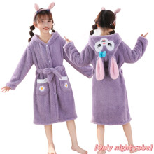 (StellaLou,Fit height 120cm/47.24in)Kid Pikachu Stellalou Flannel Sleepwear Autumn Winter Bathrobe Hooded Fleece