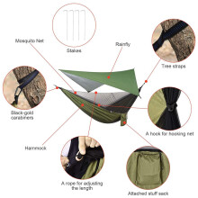 Kampeerhangmat met Regentent en Klamboe, Draagbare Parachute-Hangmat Om Te Wandelen Outdoor Travel Backyard