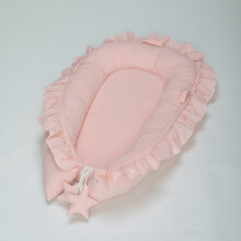(Pink)Baby Pod Nest Ruffle Cocoon Bed Cushion Cotton Lace Sleep Solid Color