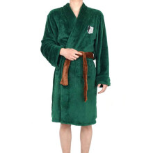 (DarkGreen,XL)Mario Naruto Dragon Ball Precision Embroidery Flannel Nightdress Adult Nightgown