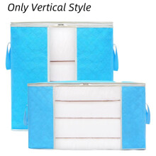 (Blue, 46cm/18.11in) Large Zipper Capacity Storage Bag Bedding Multifunctional Home Nonwoven Storage