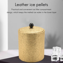 1.3L Stainless Steel Ice Bucket Leather Ice Bucket European Style Wine Red Wine Bar KTV Supplies Champagne Bucket, A