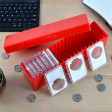 Caja de Almacenamiento de Losa de Monedas de 2 Piezas Compatible con 20 Portamonedas de Losa, Caja de Monedas de Plástico para Coleccionistas