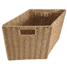 Woven Seagrass Farmhouse Kitchen Storage Organizer Basket Bin with Handles for Cabinets,Pantry,Bathroom,Laundry Room